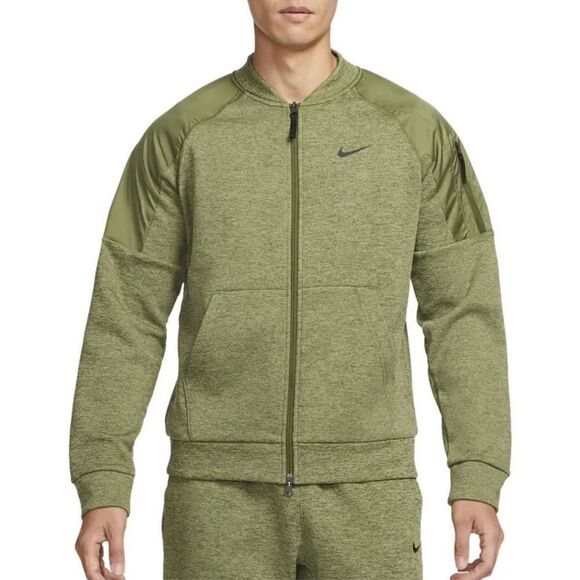 Nike Therma-FIT Men's Training Full-Zip Bomber Jacket Green - Picture 1 of 15